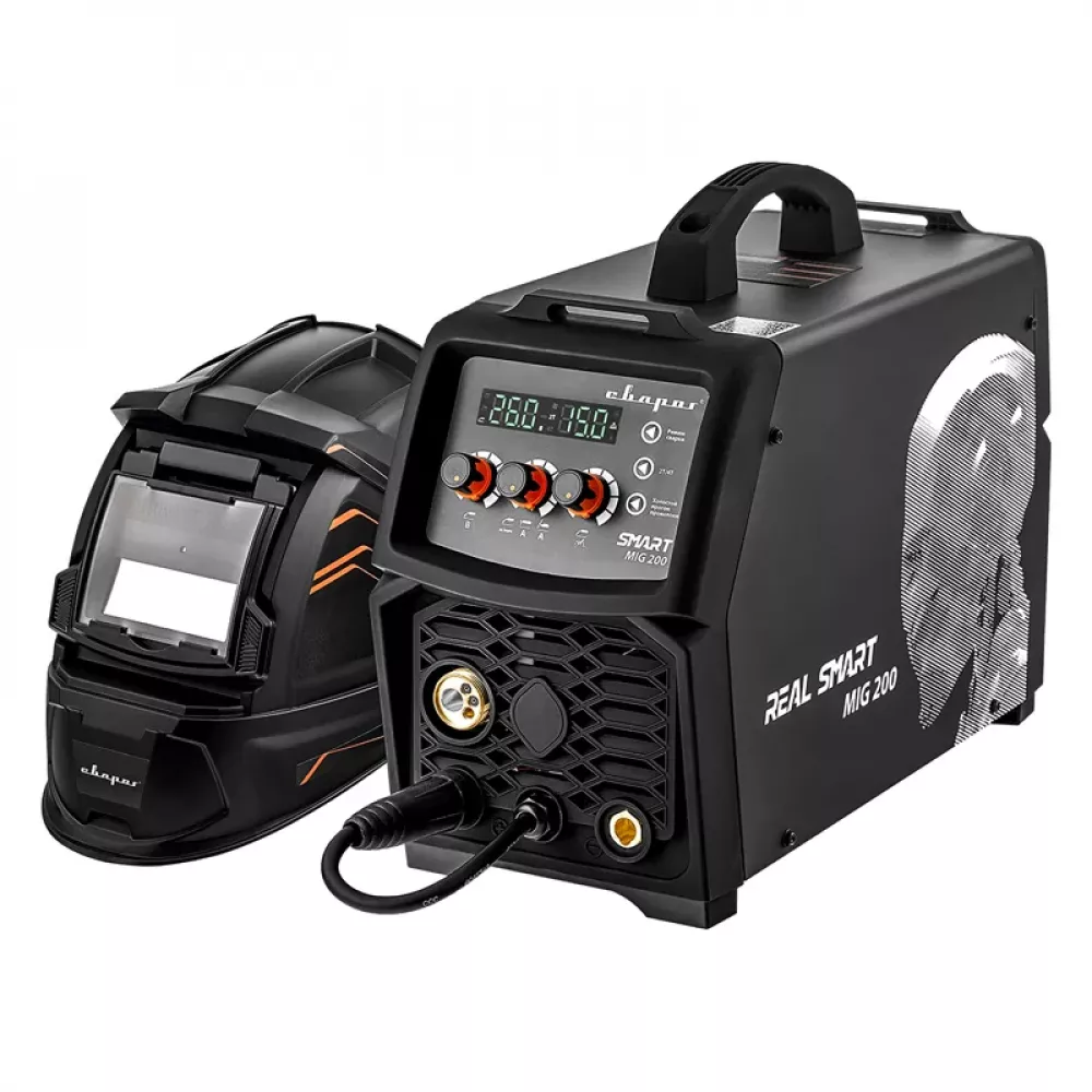 Сварог REAL SMART MIG 200 BLACK N2A5 сварочный инвертор с маской и крагами 00000098557