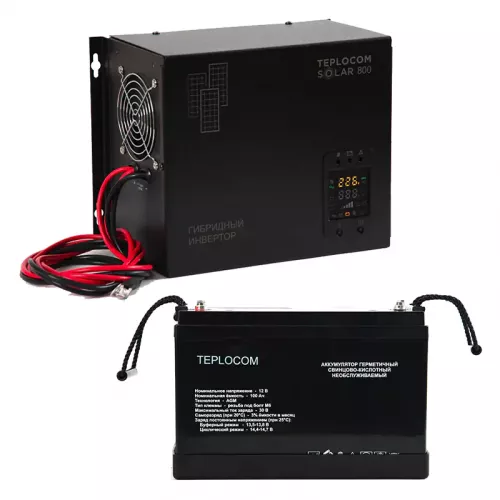 TEPLOCOM Solar 800, 100Ач источник бесперебойного питания и акб, 12378