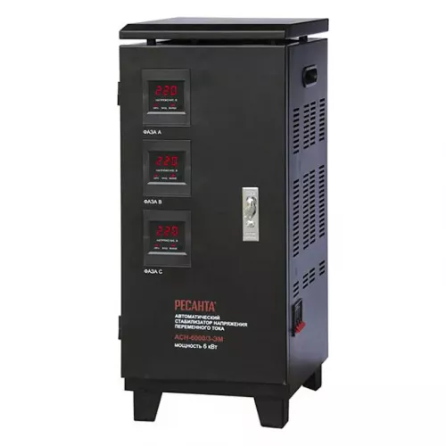 Ресанта АСН-6000/3-ЭМ трехфазный стабилизатор напряжения 63/4/3